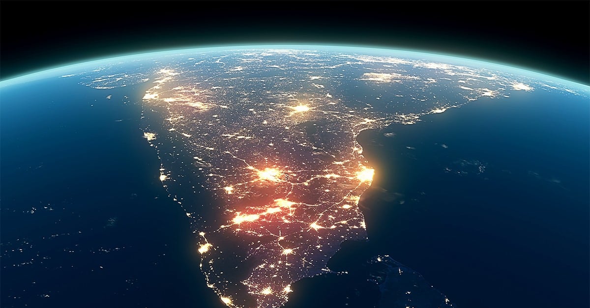 Globe viewing from space at night
