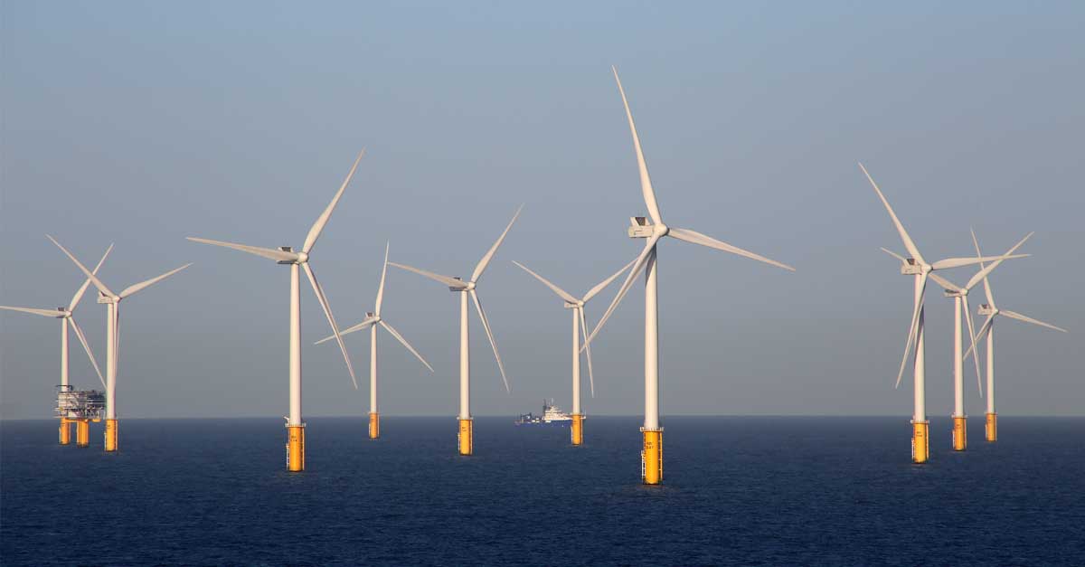 Wind turbines in sea